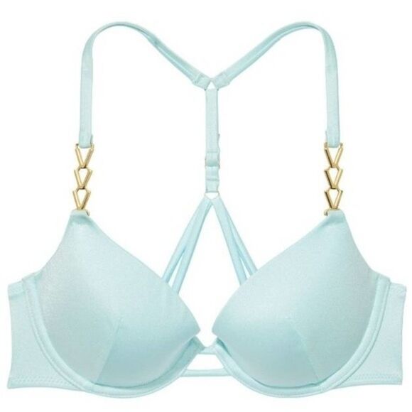 Victoria's Secret chain strap shimmer push up bikini top Sea Foam 👙 - Picture 1 of 5
